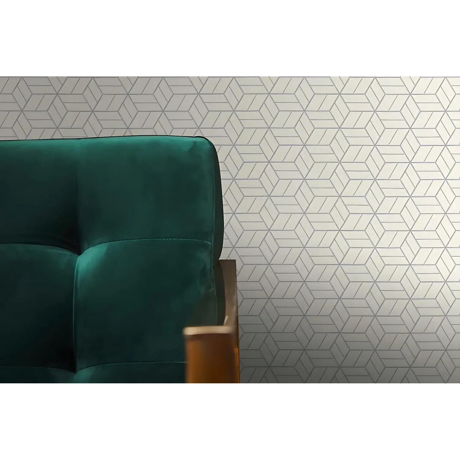 PROFHOME Vliestapete mit geometrischem Muster in Silber, Grau und Weiß.
