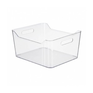 Relaxdays Kühlschrank Organizer Kunststoff Transparent mit Griffen 18 cm x 37 cm x 29,5 cm 1 kg