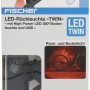 Fischer Akku-Rücklicht Twin mit Bodenbeleuchtung in Verpackung.
