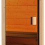 Woodfeeling Sauna Jella mit bronzierter Glastür und Holzrahmen. Massivholzsauna für entspannende Momente.