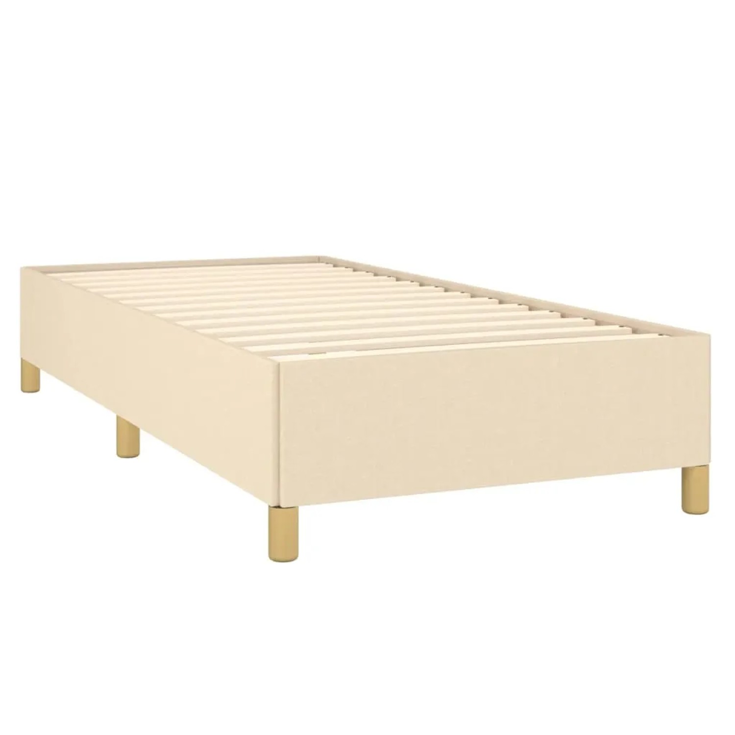 Cremefarbenes vidaXL Boxspringbett 100x200 cm mit Lattenrost, ohne Matratze.