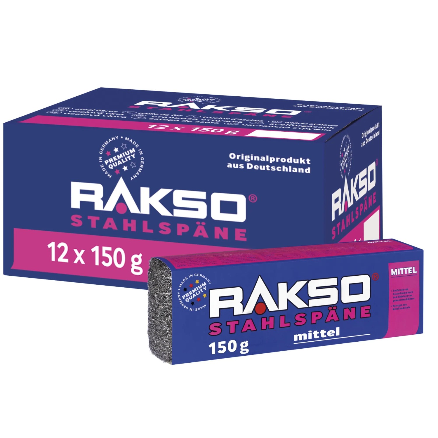 RAKSO Stahlspäne Banderole Sorte Mittel 12 x 200g