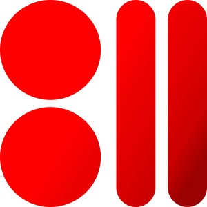 Roter Holografie-Aufkleber mit runden und streifenförmigen Leucht-Reflektoren, 10,5x10,5 cm.