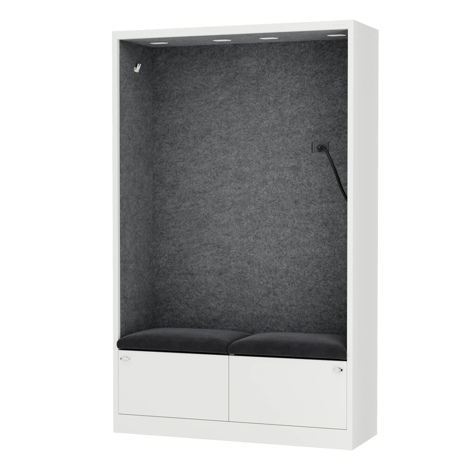 JAN NOWAK Büroschrank mit Gesprächsplatz SALLY Akustische Ruhezone MentalBox Dark Graphite Weiß