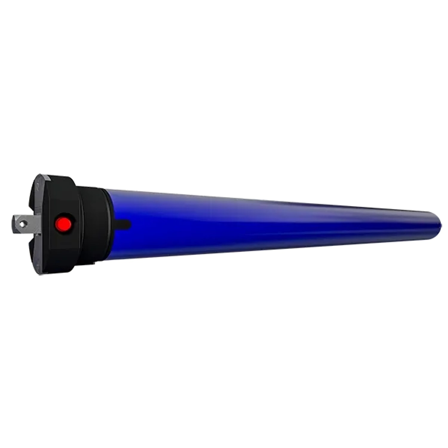 Blauer Chamberlain Rolladenmotor RPD40ER-10 mit Funksteuerung und Fernbedienung.