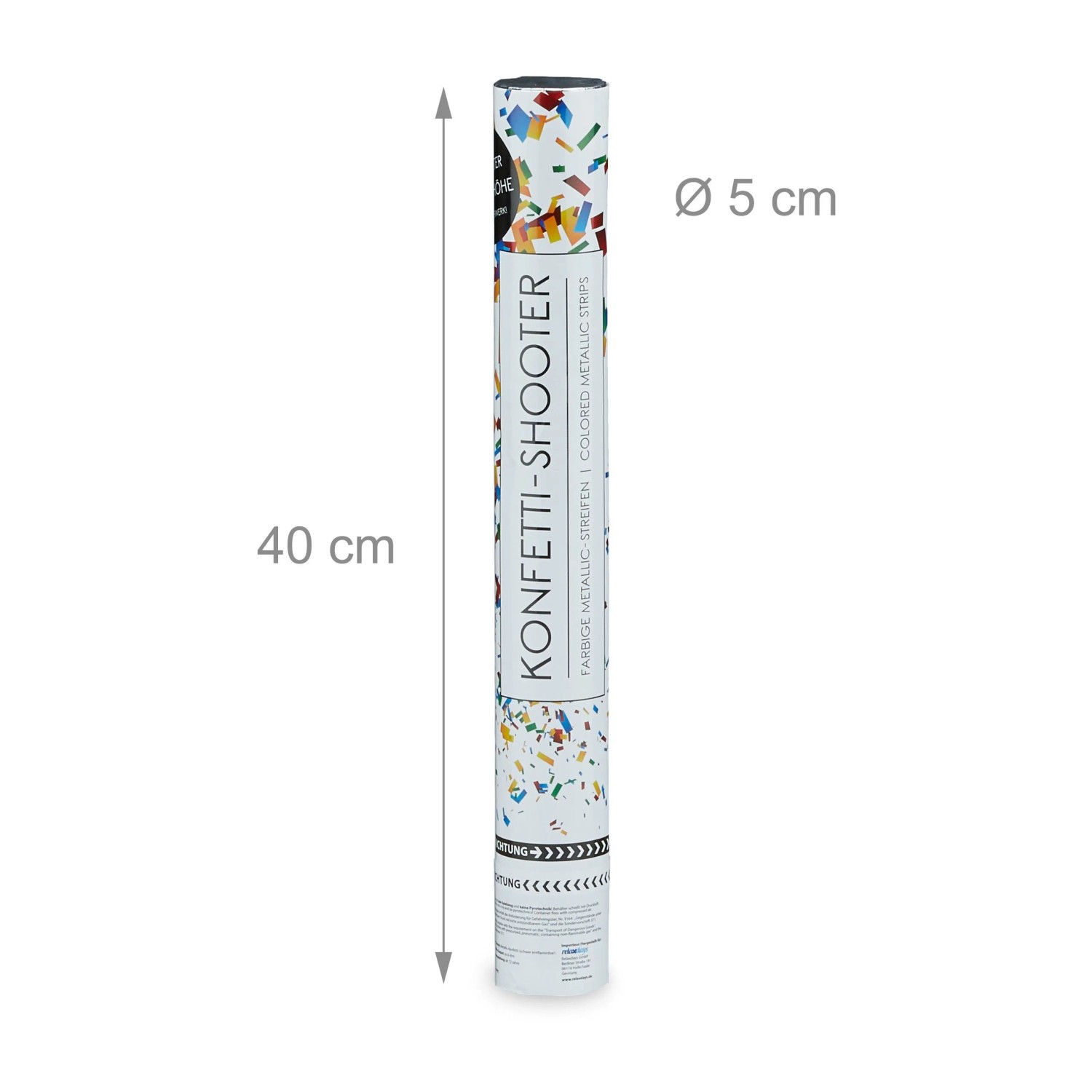 12er Set Relaxdays Konfettikanone aus Pappe, bunt, 40 cm lang.