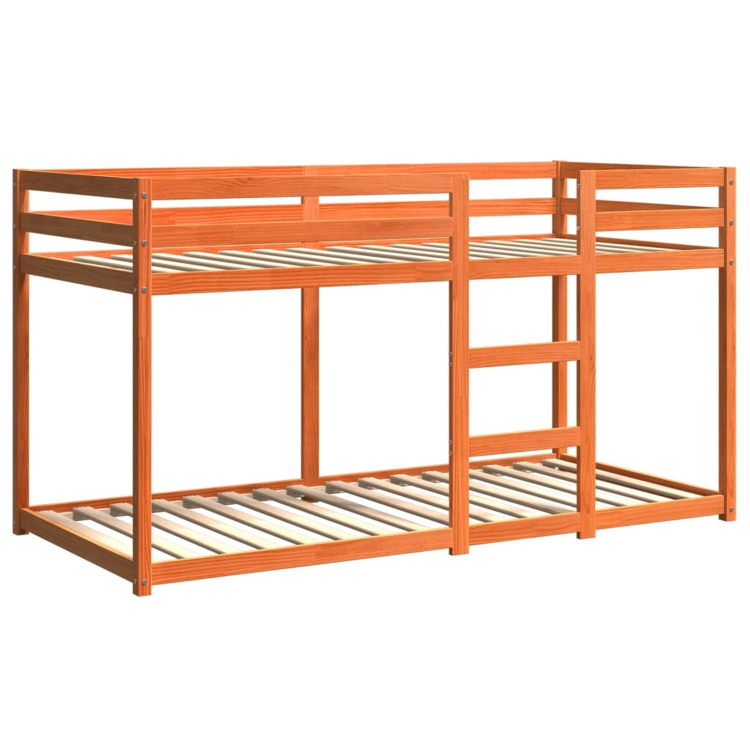 Etagenbett aus Kiefernholz, wachsbraun, 90x200 cm. Platzsparendes Kinderbett mit Leiter.