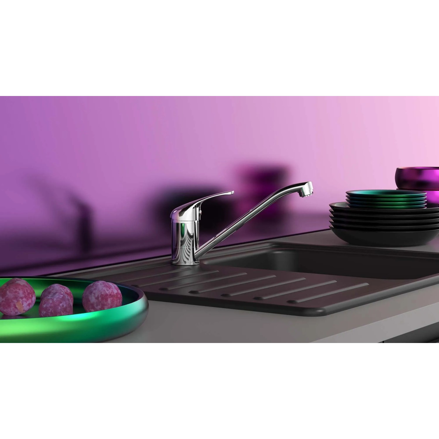 Eisl GRANDE VITA CLASSIC Niederdruck Spültischarmatur Chrom auf einer Spüle.