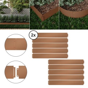 OK-Living Rasenkante, braun, 20 m, aus Metall, für Beetumrandung und Gartengestaltung.