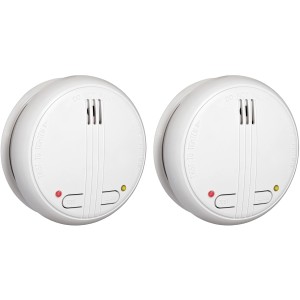 2er Set Smartwares Funk-Rauchmelder FA21RF/2: Weiße Rauchmelder mit Testknopf und LED.