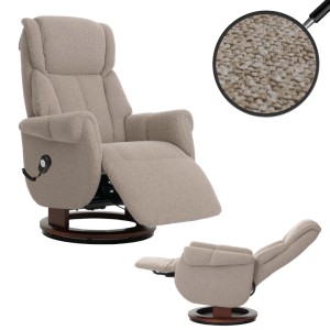 MCA Relaxsessel + Aufstehhilfe N58 Bouclé Stoff Holz Braun Holz Walnussfarben