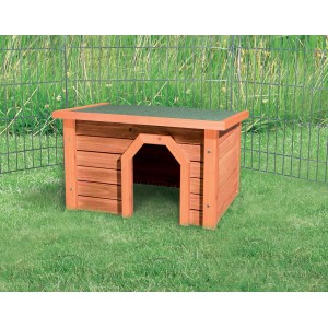 Trixie Kleintierhaus Natura, braunes Holzhaus mit Dachpappe für Kleintiere, 40x20x28 cm.