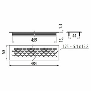 SOTECH Lüftungsgitter Lochblech 484 x 60 mm Schwarz