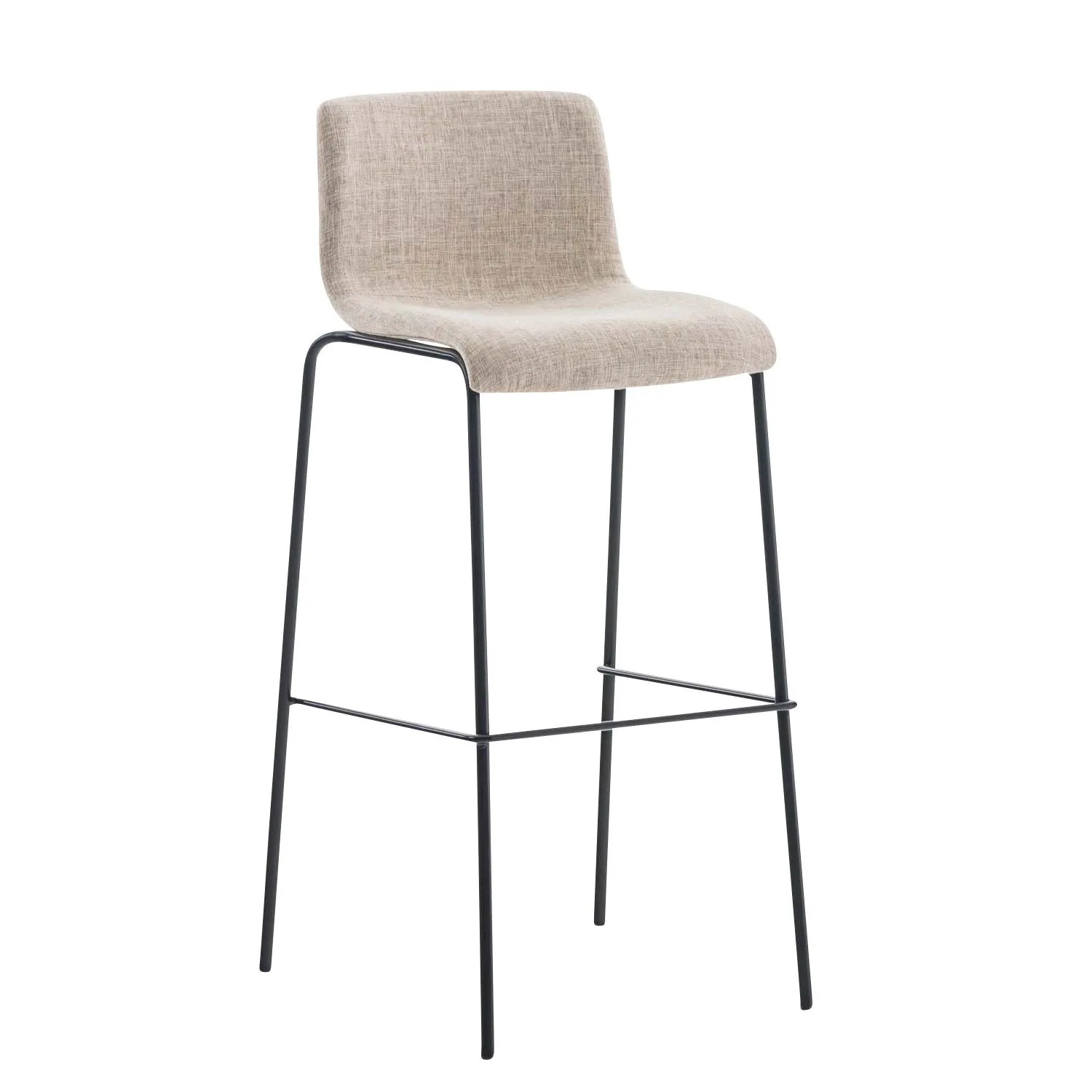 DELUKE Barhocker TENAR Stoff Creme 43x48x100cm Schwarz Barstuhl Mit Lehne Tresenhocker Tresenstuhl
