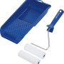 LUX Streich-Set Lack, 4-teilig: Farbwanne blau, 2 Lackwalzen, Bügel. Ideal für Kleinflächen.