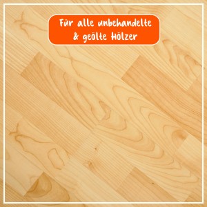 Holzoberfläche behandelt mit Poliboy Arbeitsplatten Öl. Ideal für die Pflege von Holz.