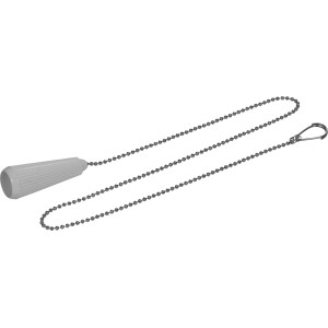 Klosettzug mit Kette, weißer Griff, Metallkette für Aufputzspülkasten.