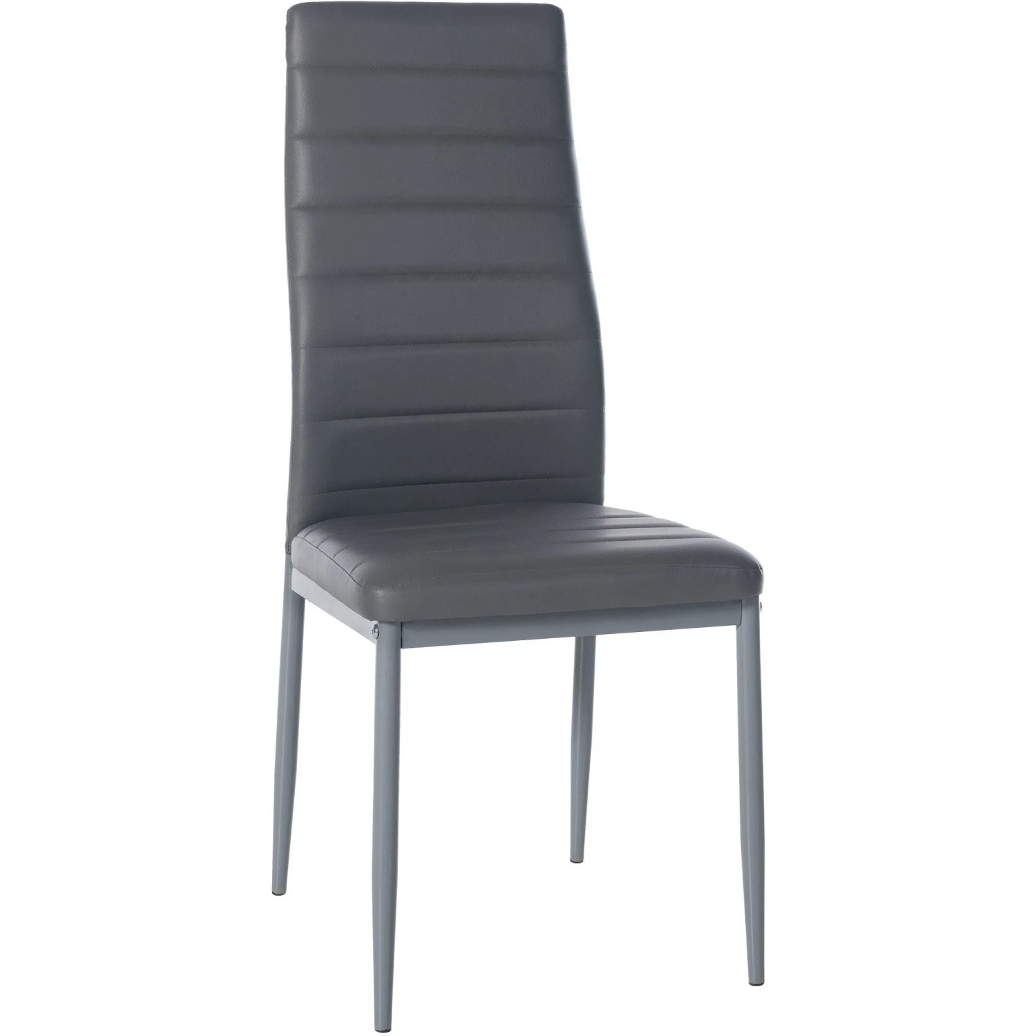 DELUKE Esszimmerstuhl HADOR Kunstleder Grau 41,5x40x99cm Essstühle Esszimmerstühle Küchenstühle Wohnzimmerstühle