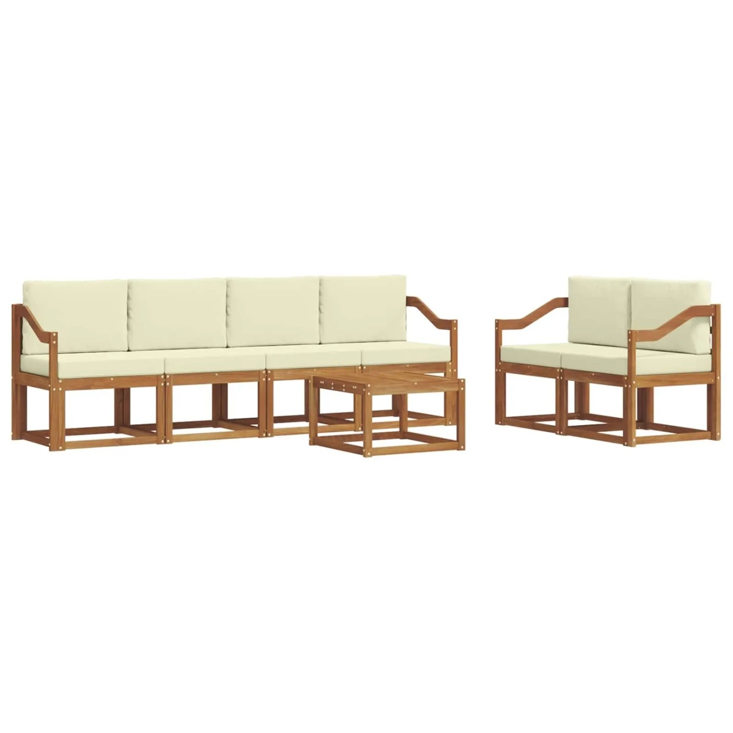 vidaXL Outdoor-Sofagarnitur 7 Stk Natur und Creme Massivholz Akazie 3366058