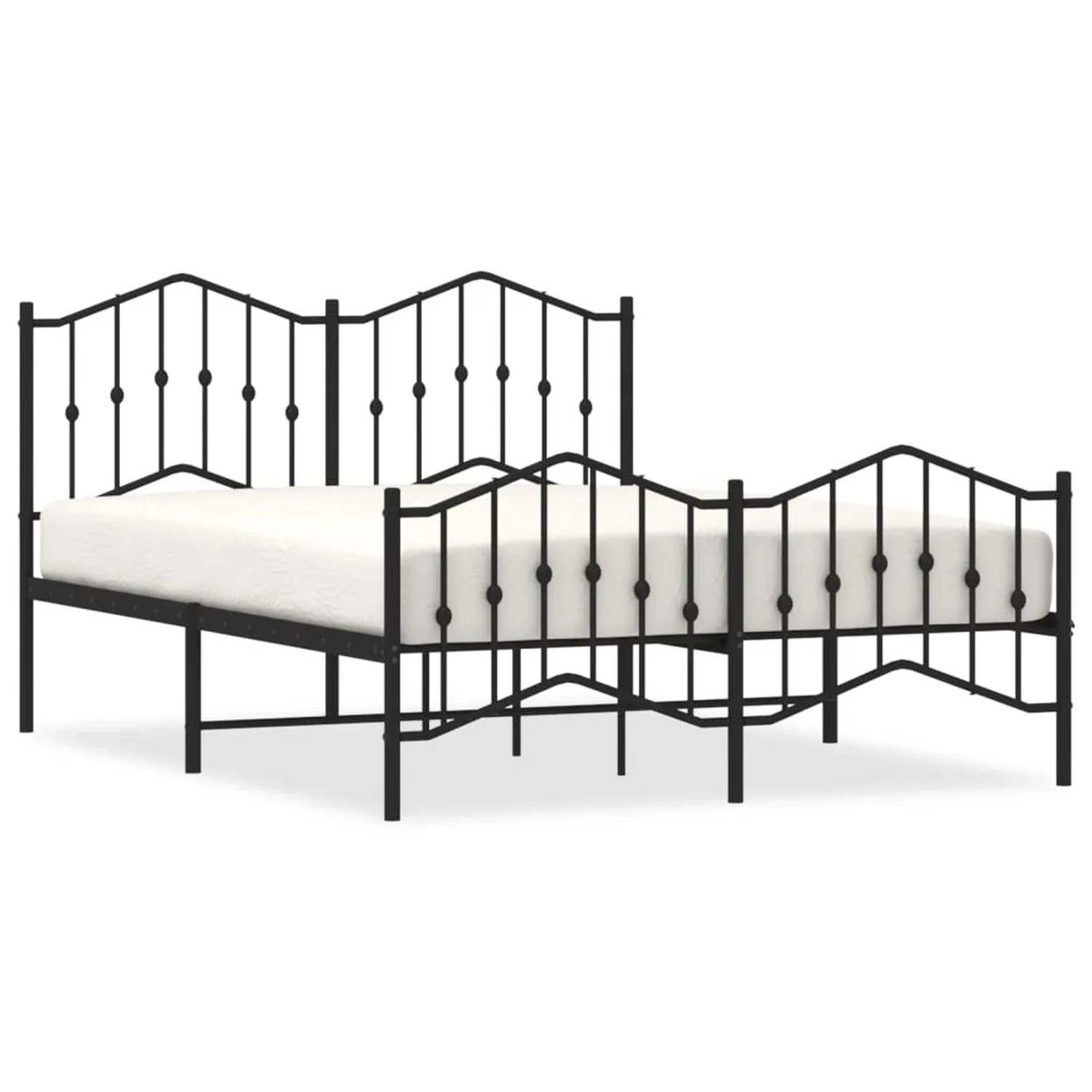 vidaXL Bettgestell mit Kopf- und Fußteil Metall Schwarz 135x190 cm Modell 181927404