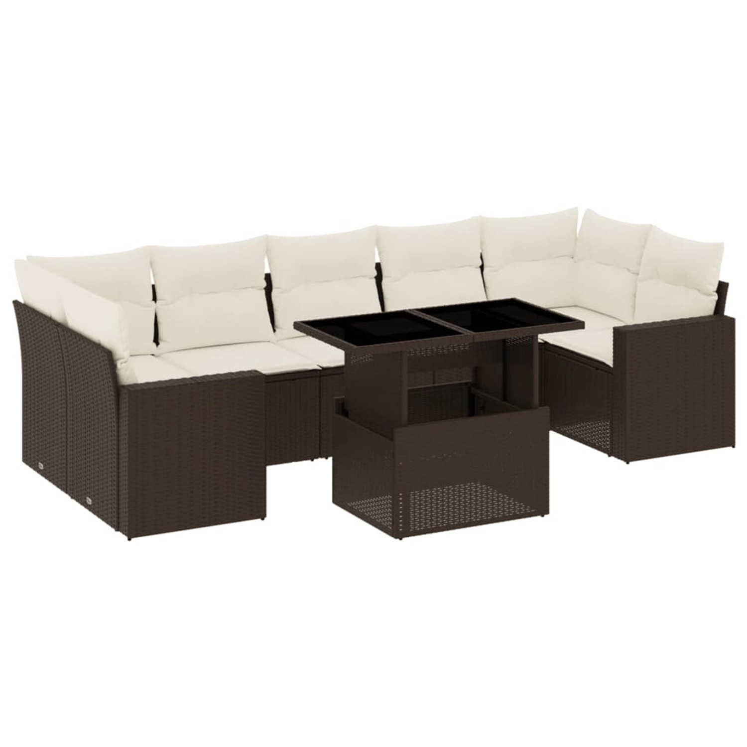 vidaXL 8-Tlg Garten-Sofagarnitur mit Kissen Braun Poly Rattan 3267153 günstig online kaufen