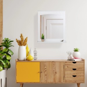 Relaxdays Badezimmerspiegel MDF Weiß Mit Ablage 60 x 55 x 11 cm 3,7 kg