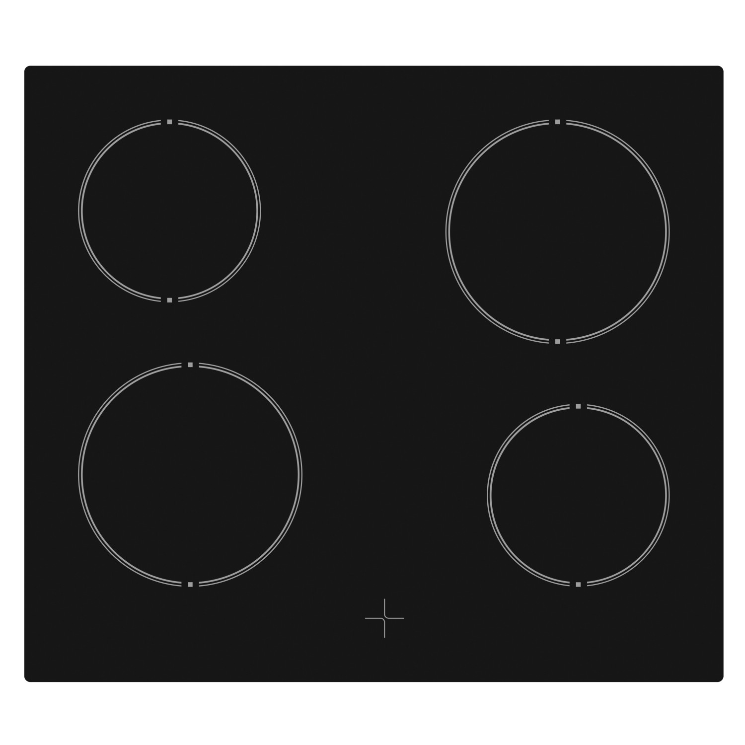 Schwarzes Glaskeramikkochfeld mit vier Kochzonen für Flex-Well Küchenzeile.