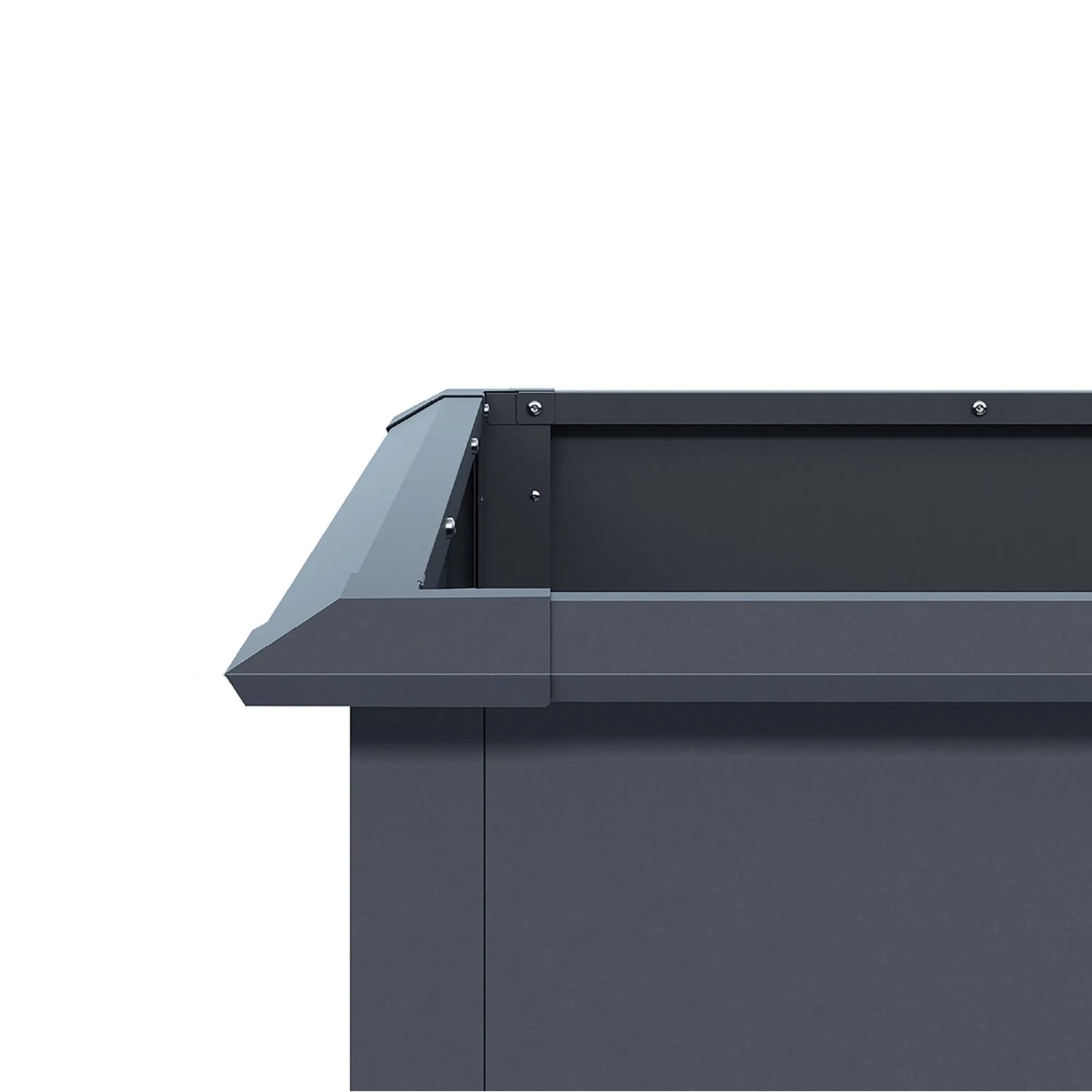 Detailansicht des anthrazitfarbenen Weka Metall-Hochbeets Gary XL (200x100x77 cm).