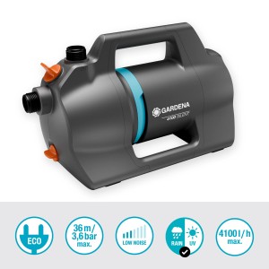 Gardena Gartenpumpe 4100 Silent mit Edelstahl-Antriebswelle und Keramikabdichtung.