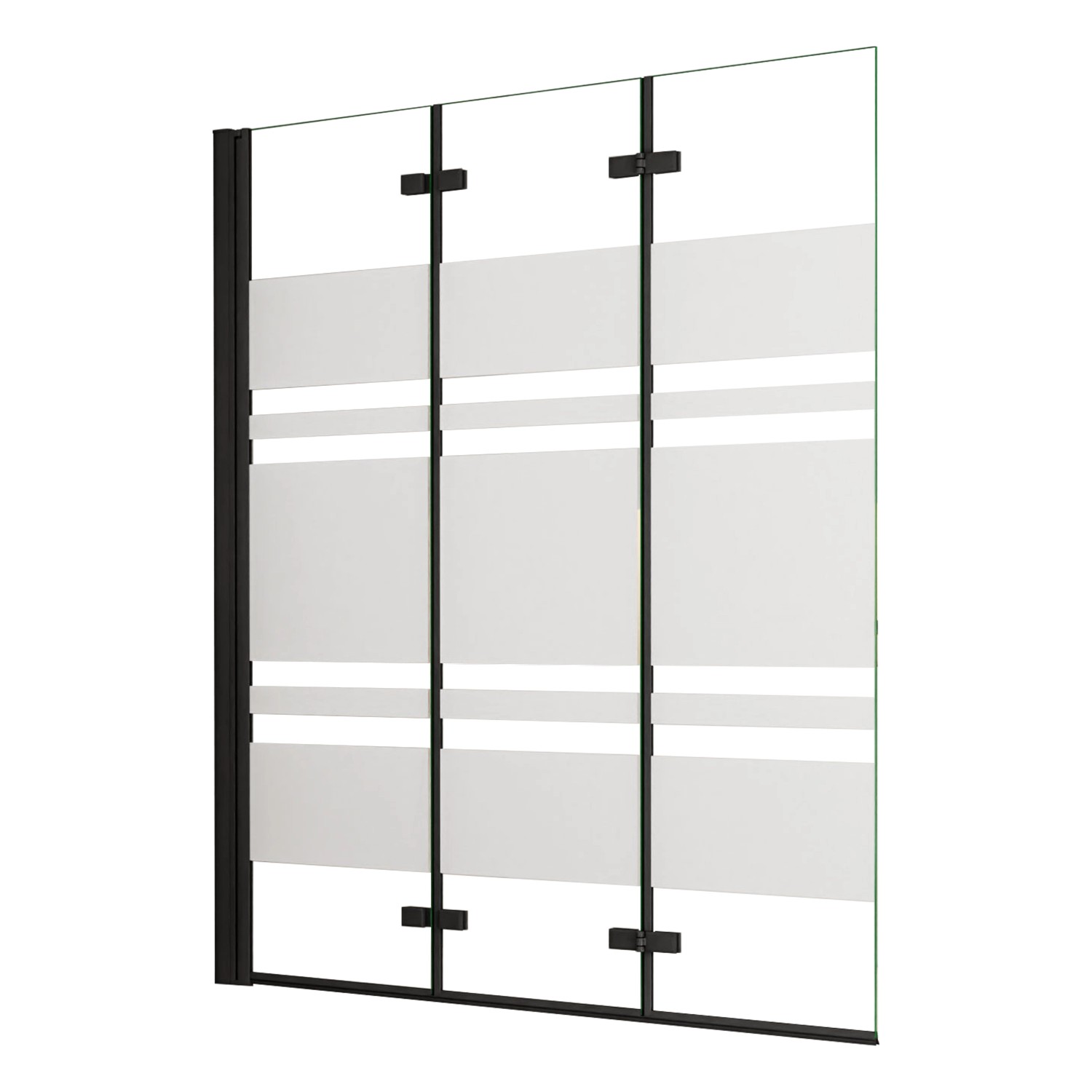 AICA 140x140cm Schwarz Faltwand 3 teilig Badewanneaufsatz Duschwand Badwann günstig online kaufen