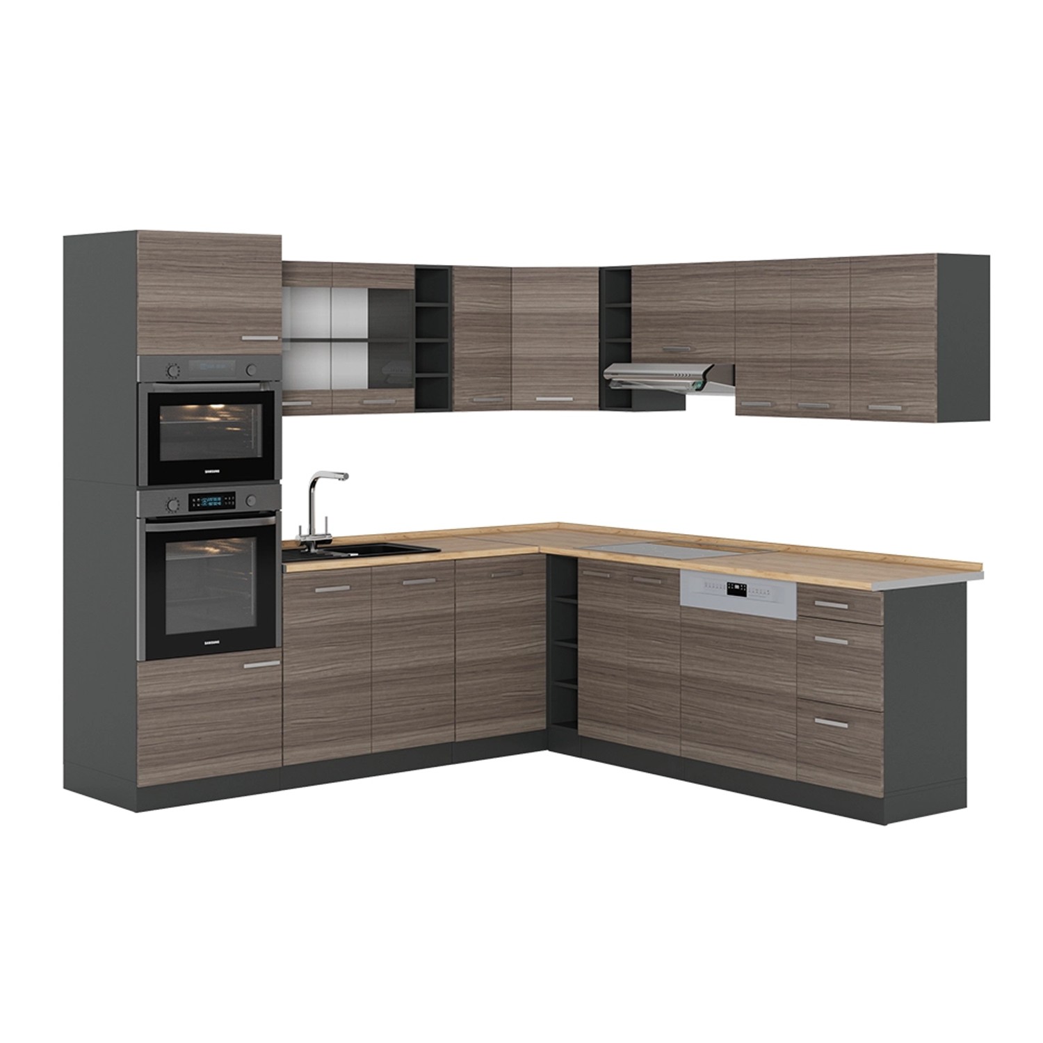 Vicco R-Line Eckküche Edelgrau/Anthrazit 237 x 247 cm AP Eiche günstig online kaufen