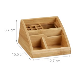 Relaxdays Schreibtisch Organizer Bambus Natur Mit 5 Fächern 8,7 cm x 12,7 cm x 15,5 cm