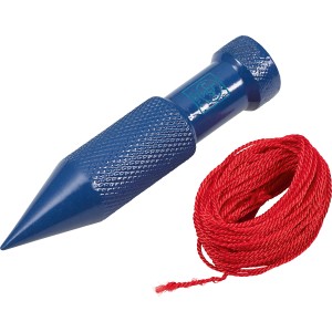LUX Maurerlot Classic mit Schnur, blaues Lot mit roter Schnur, Prüfwerkzeug zum Ausloten.