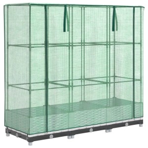 vidaXL Hochbeet mit Gewächshaus-Aufsatz in Rattan-Optik, 120x40x123 cm.