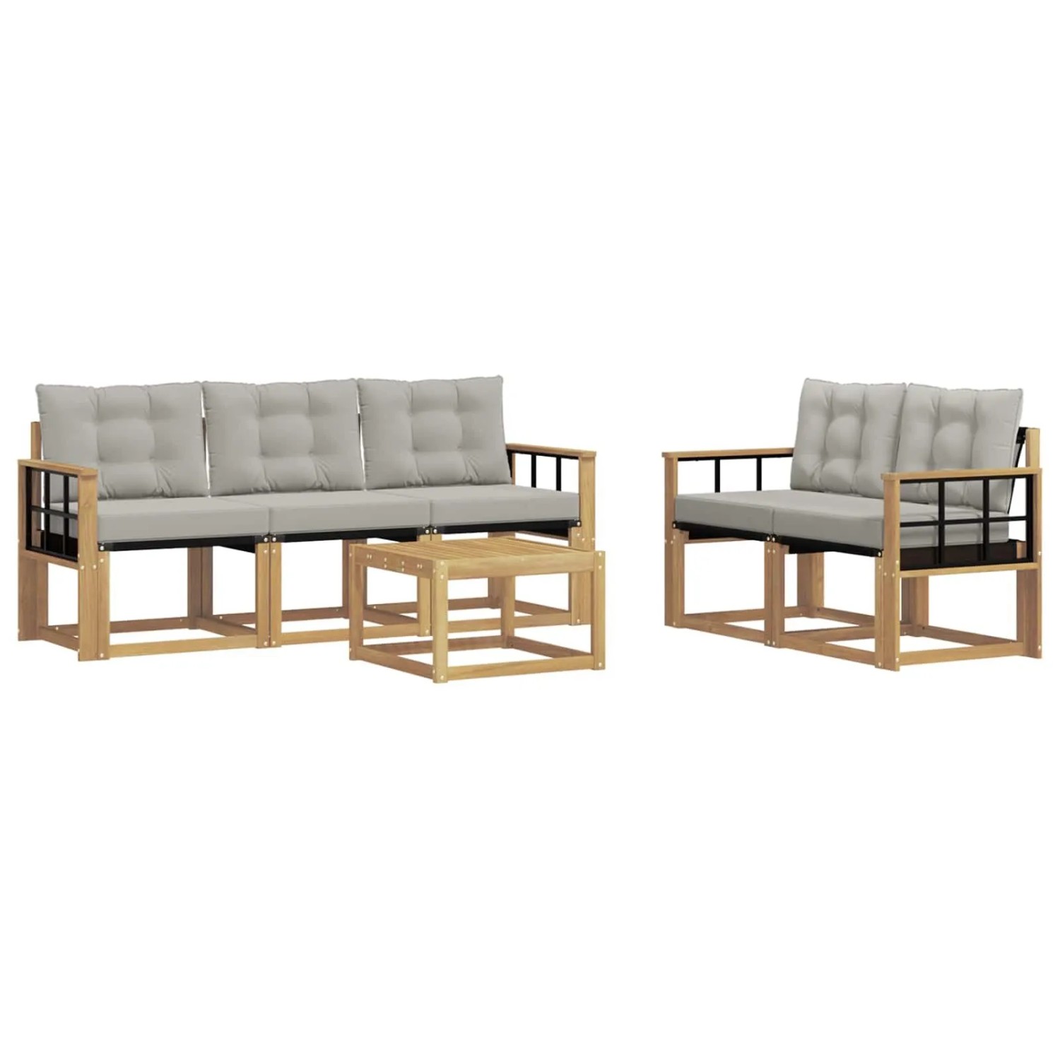 vidaXL Outdoor-Sofagarnitur mit Kissen 6-Tlg Weiß und Hellgrau 3389217