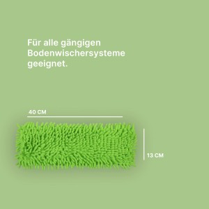 Grüner Bestlivings Bodenwischer Ersatzbezug aus Mikrovelour Chenille, 40x12 cm.