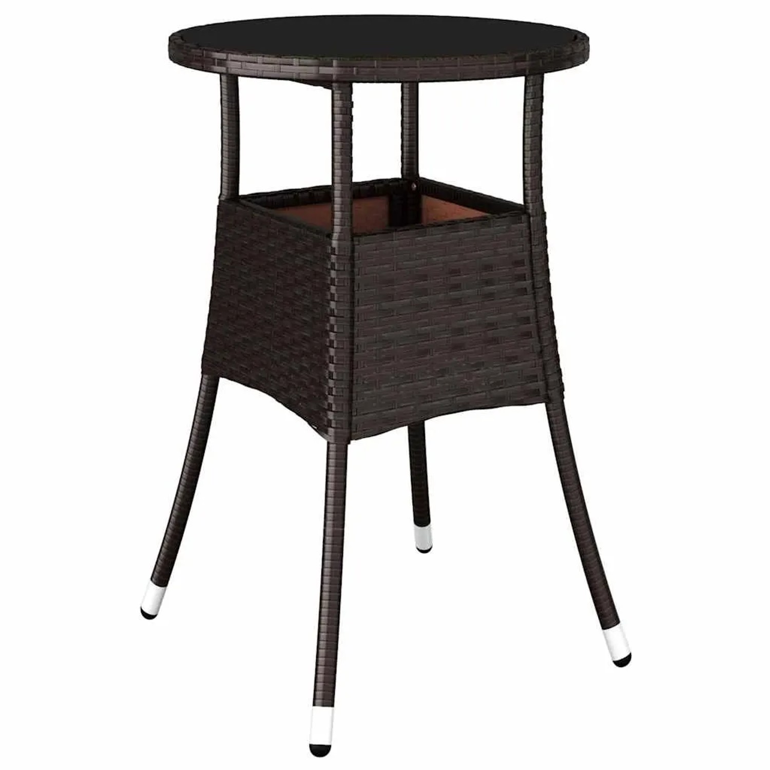 Brauner vidaXL Gartentisch aus Polyrattan, Teil der 5-tlg. Essgruppe. Wetterfest und langlebig.