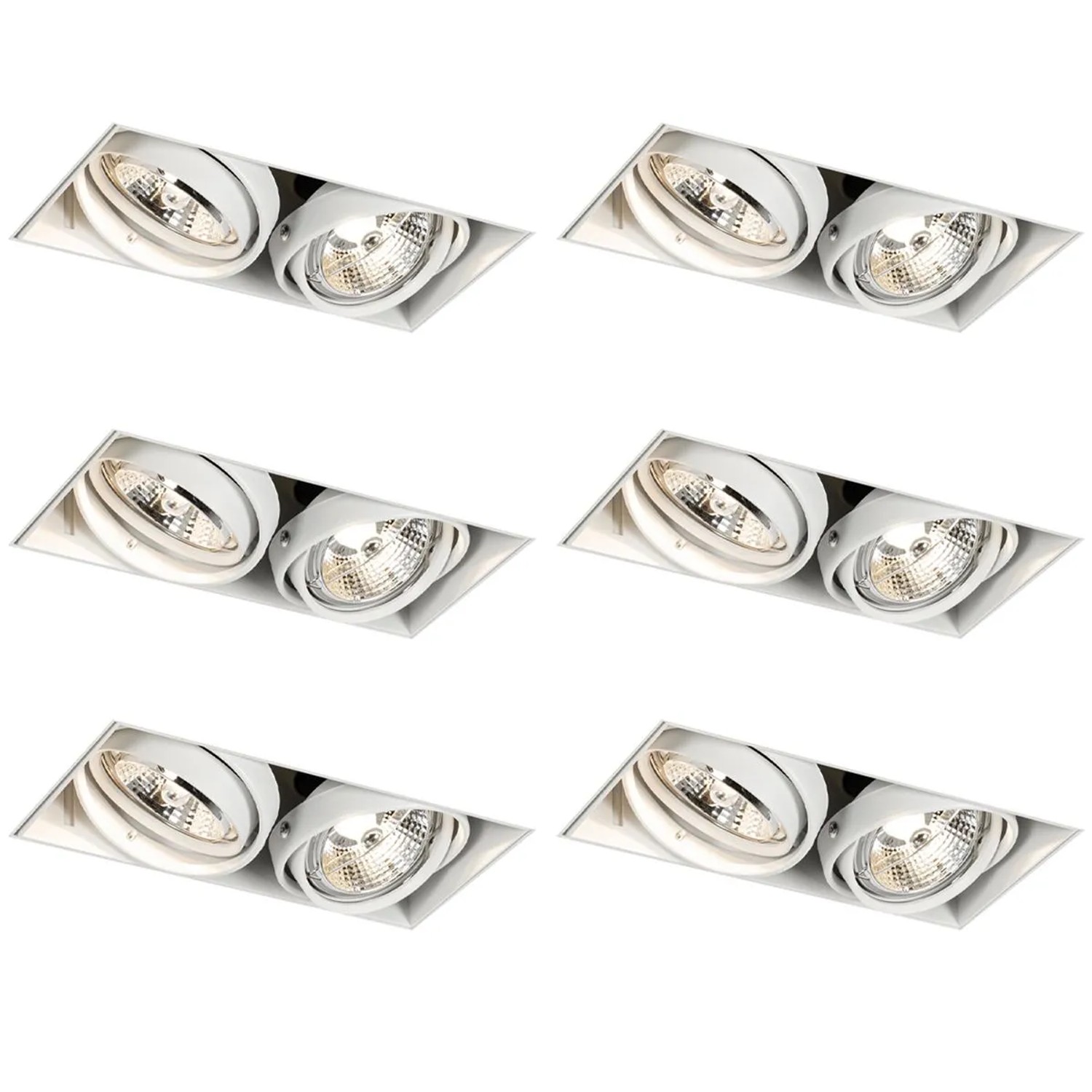 QAZQA Set mit 6 Einbaustrahlern Weiß GU10 70mm 2-flammig Trimless Oneon