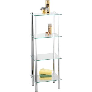 Wenko Bad-Standregal Yago mit 4 Glasablagen und Chromgestell, 104x40x30cm.