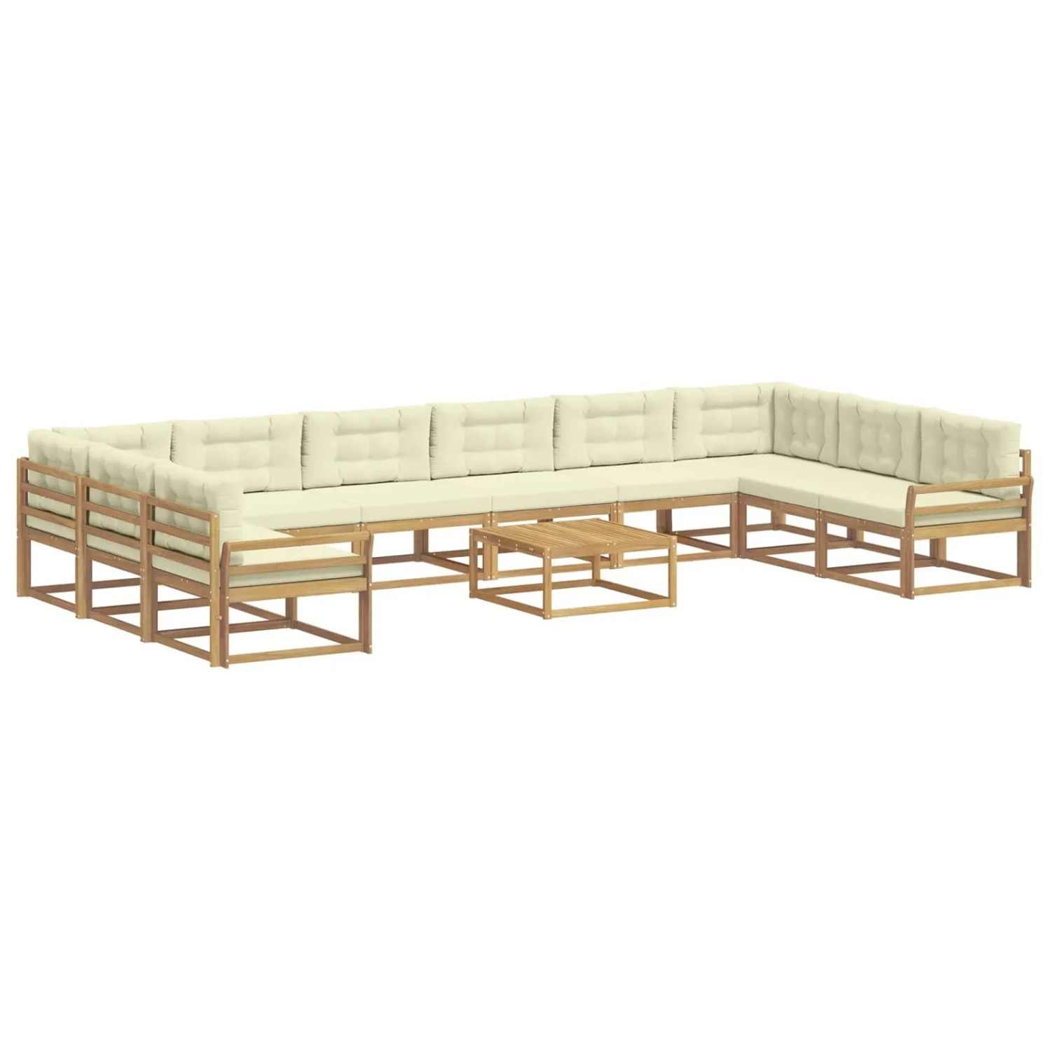 vidaXL Outdoor-Sofagarnitur mit Kissen 11 Stk Weiß und Creme 3387139