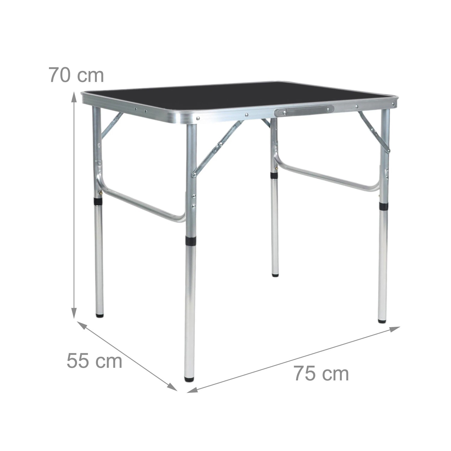 Relaxdays Campingtisch Aluminium Schwarz Klappbar Höhenverstellbar 75 cm x 55 cm x 70 cm 3,1 kg_4