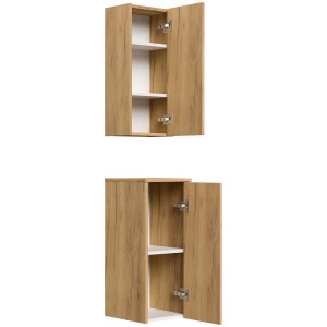 Posseik Badschrank-Set Limes, 2-teilig, Eiche Gold, zur Wandmontage. Bad-Einbauschränke mit offenen Türen.