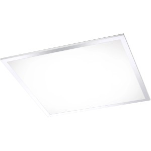 Quadratische LED-Deckenleuchte Flag, 45x45 cm, Chromrahmen.