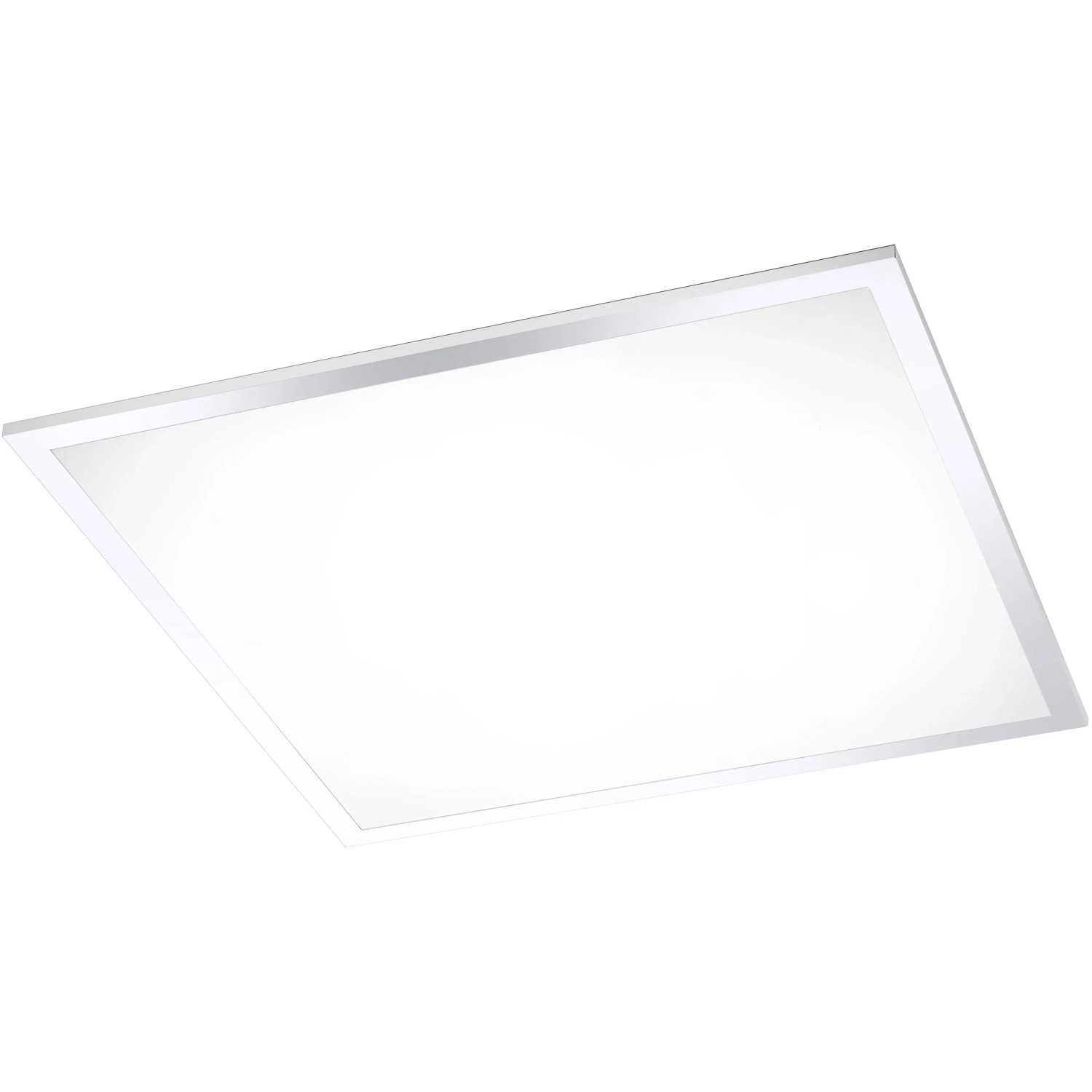 Quadratische LED-Deckenleuchte Flag, 45x45 cm, Chromrahmen.