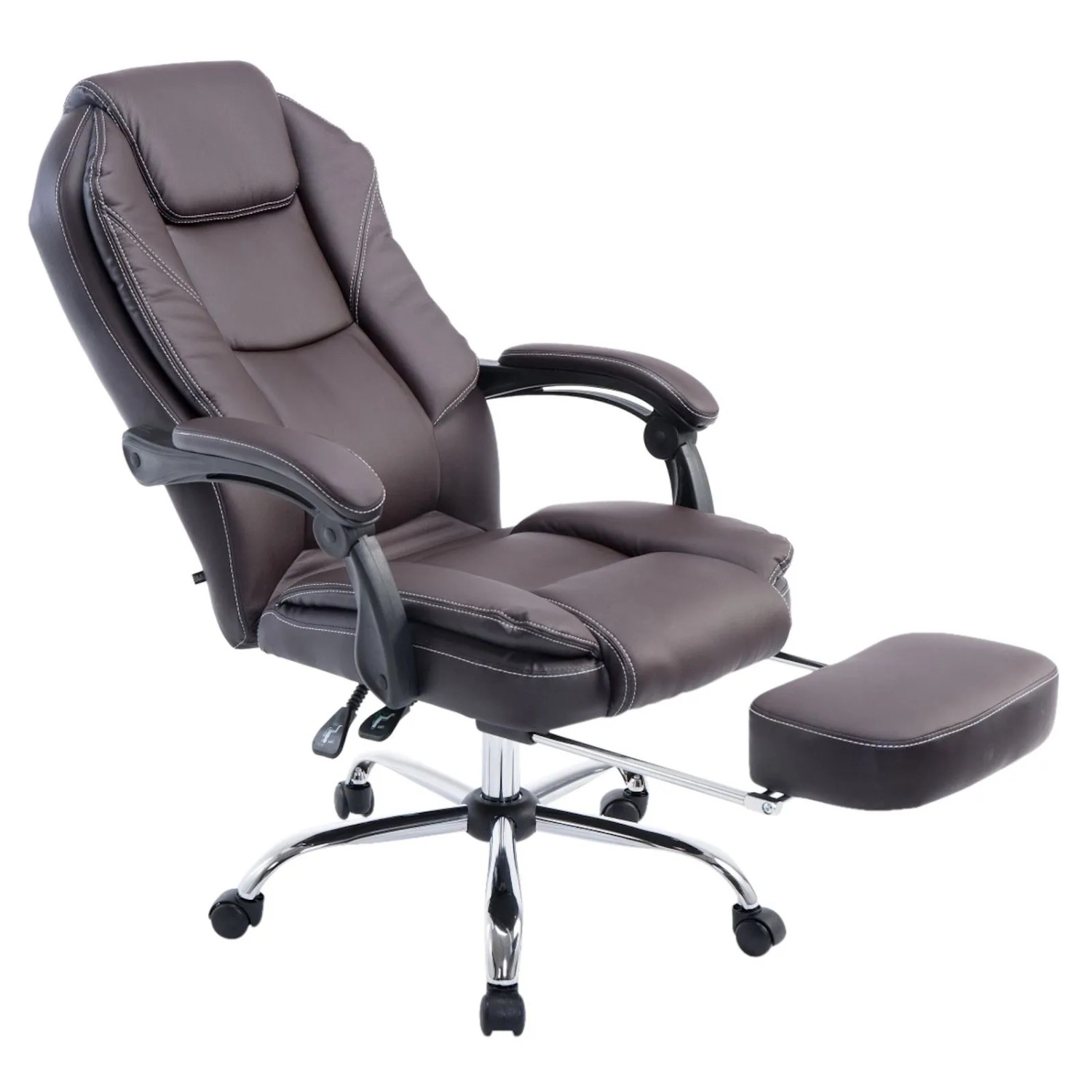 DELUKE Bürostuhl MEDHA 114x67x64 Braun Kunstleder Metall In Chromoptik Gestell Ergonomische Bürostühle Homeoffice Stuhl