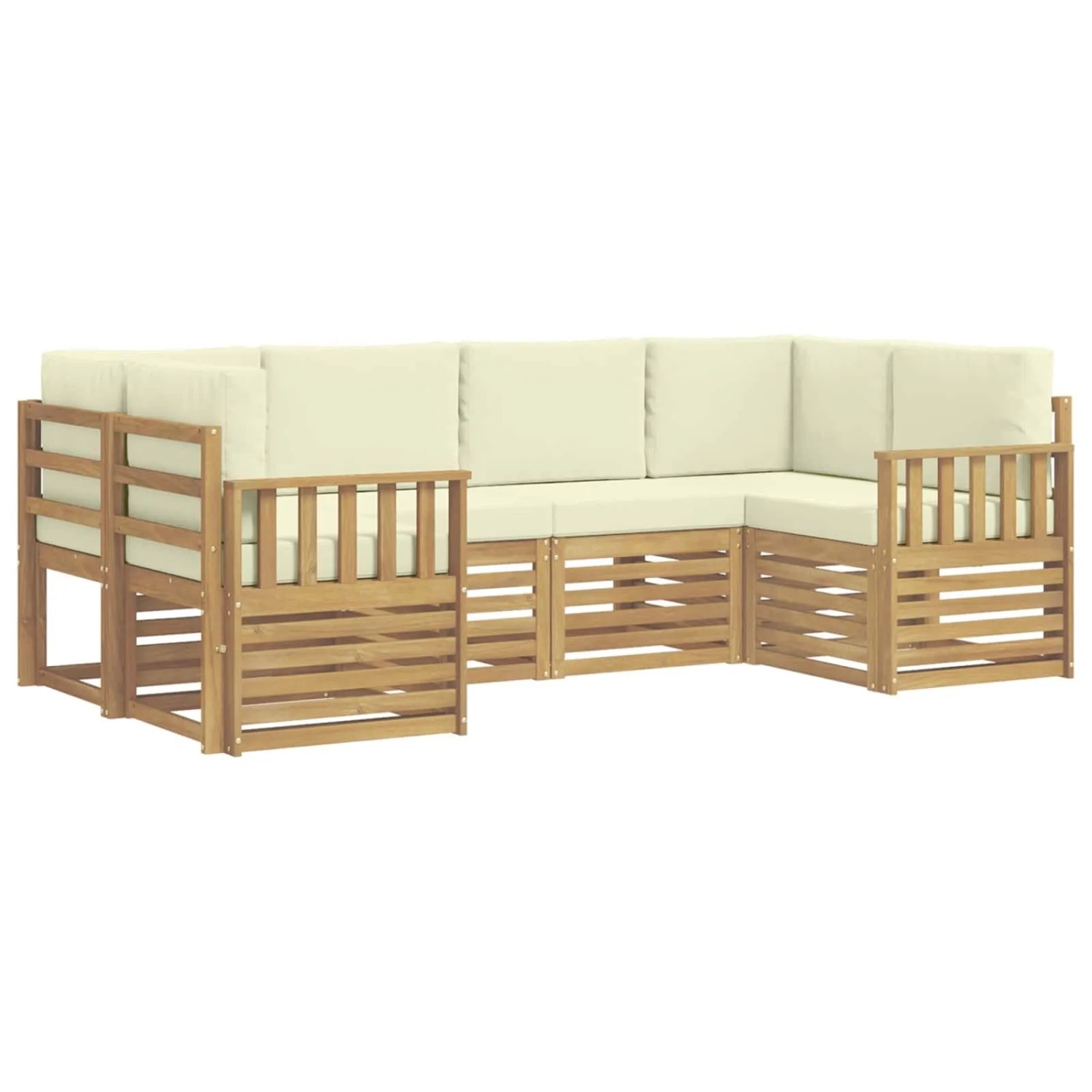 vidaXL Outdoor-Sofagarnitur 5-Tlg Weiß und Creme 245 x 128,5 x 73 cm 3392385