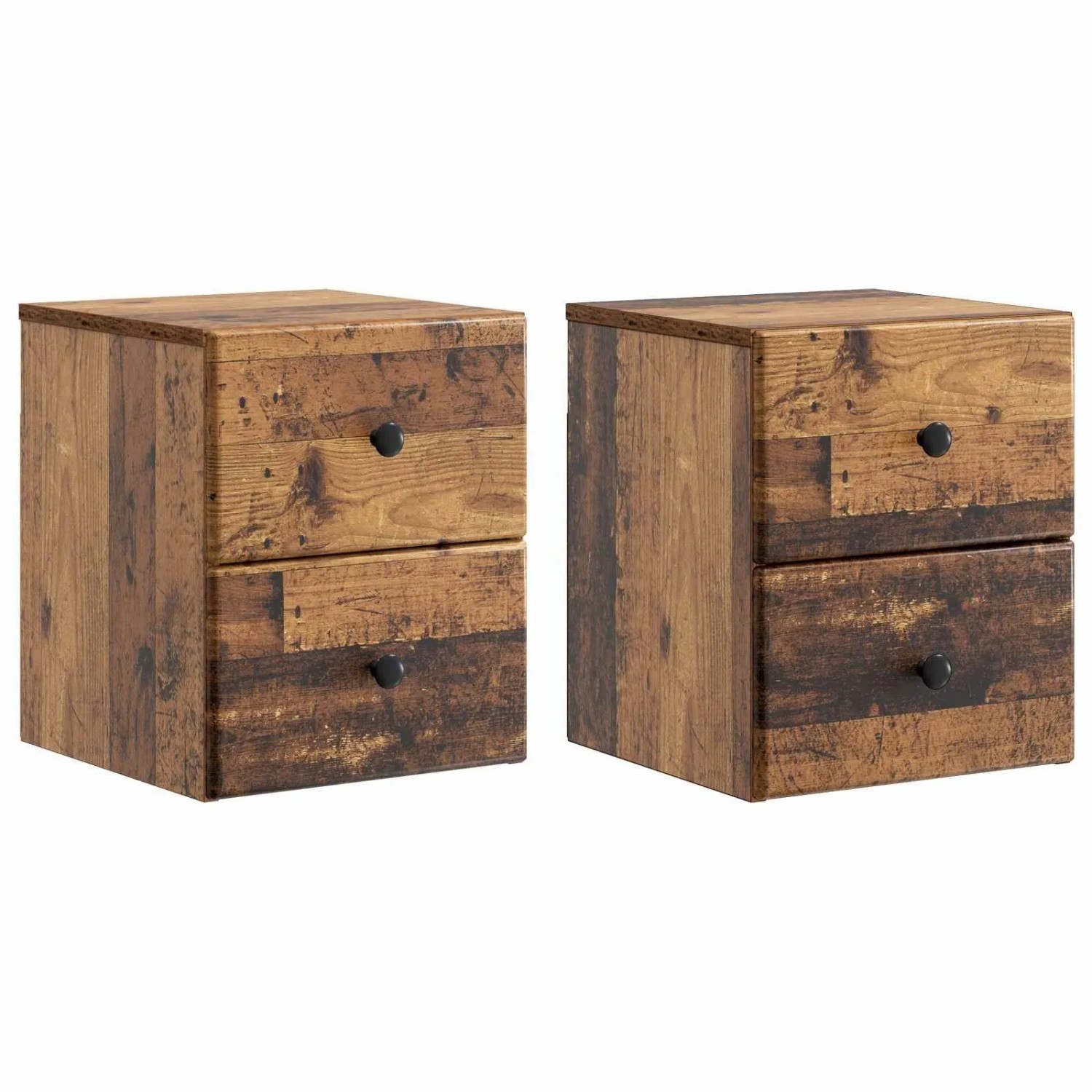 vidaXL Wandmontierter Nachttisch 2 Stk Altholz 34,5 x 33 x 40 cm 899162