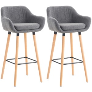 DELUKE Barhocker 2er Set Mit Lehne Hellgrau VILO Stoffbezug 99x55x46cm Barhocker Mit Lehne Tresenhocker Barstuhl Thekenhocker