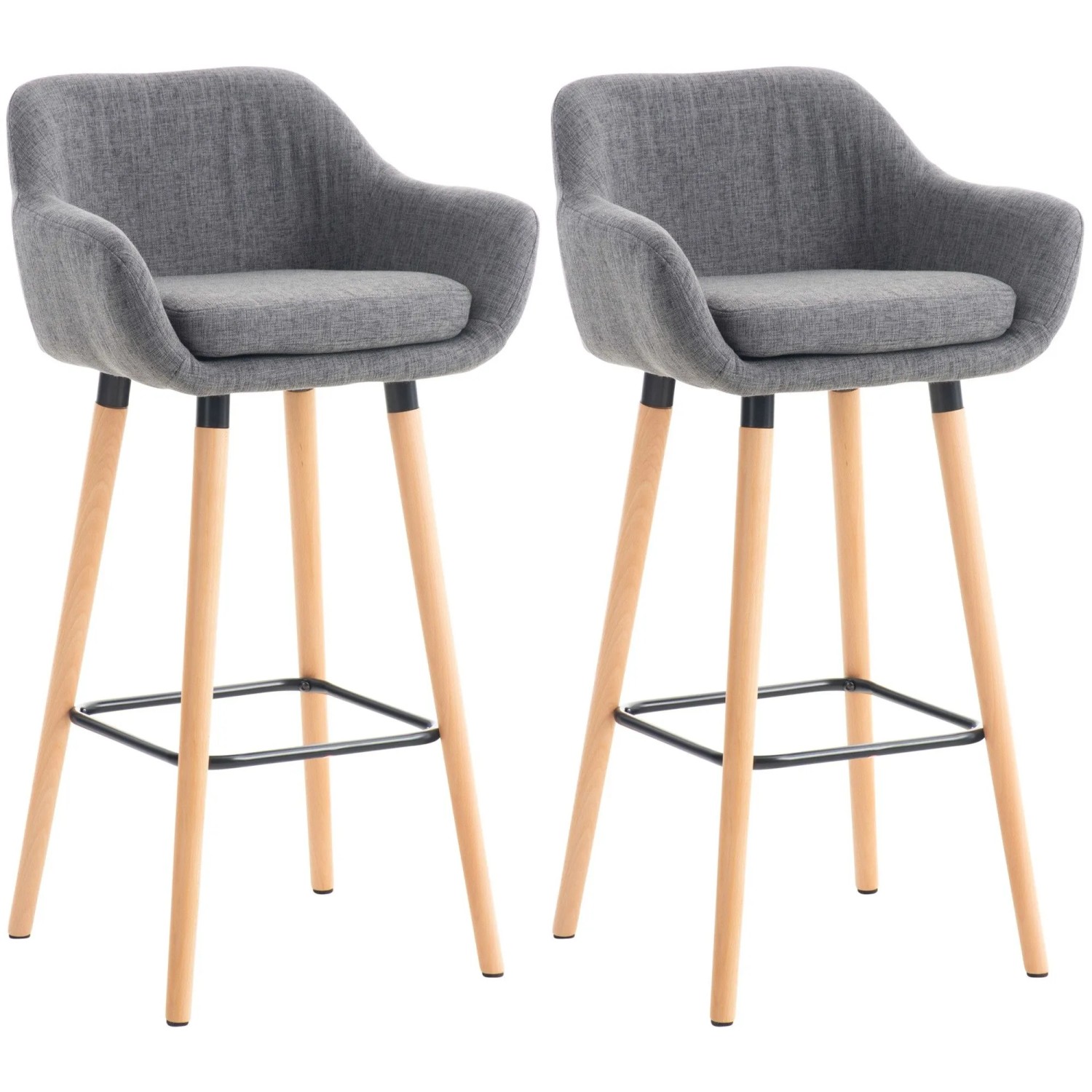 DELUKE Barhocker 2er Set Mit Lehne Hellgrau VILO Stoffbezug 99x55x46cm Barhocker Mit Lehne Tresenhocker Barstuhl Thekenhocker