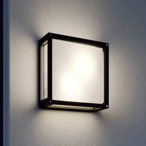 Lucande Wandleuchte Außen Aurelien 9969047 Spritzwassergeschützt Modern in Schwarz aus Aluminium 2-flammig E27